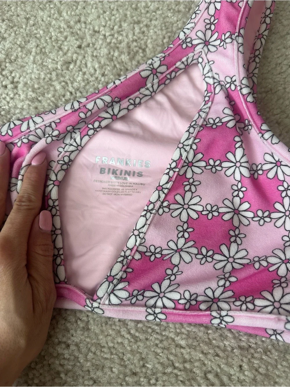 frankies bikinis syd terry one shoulder bikini top size medium